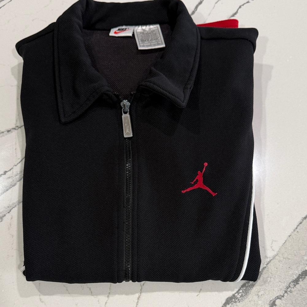 🔥 Vintage Y2K Nike Jordan Jumpman Full Zip Polo Jacket Mens L Black Red - Picture 8 of 8